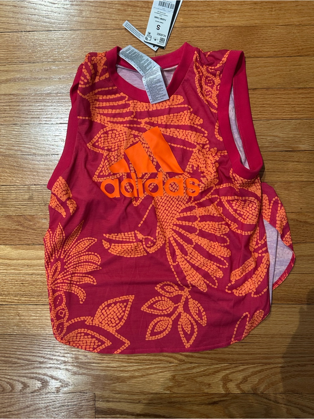 adidas Kids One-Piece Bodysuit in Pink and Orange Floral
